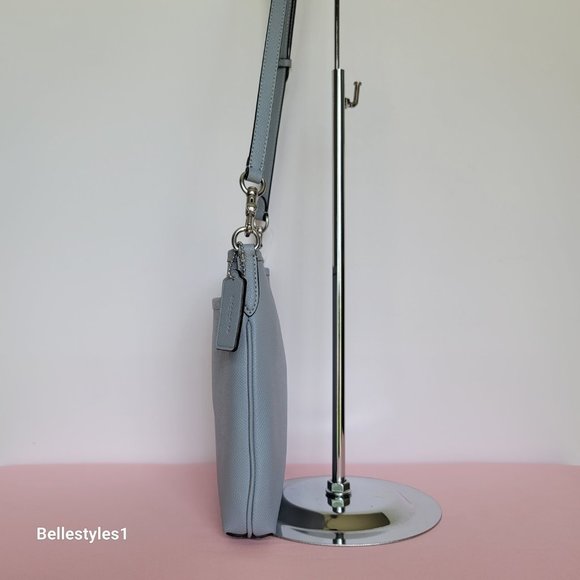 COACH Kitt Crossgrain Leather Messenger Crossbody- Blue Grey color ⭐ - Picture 9 of 16